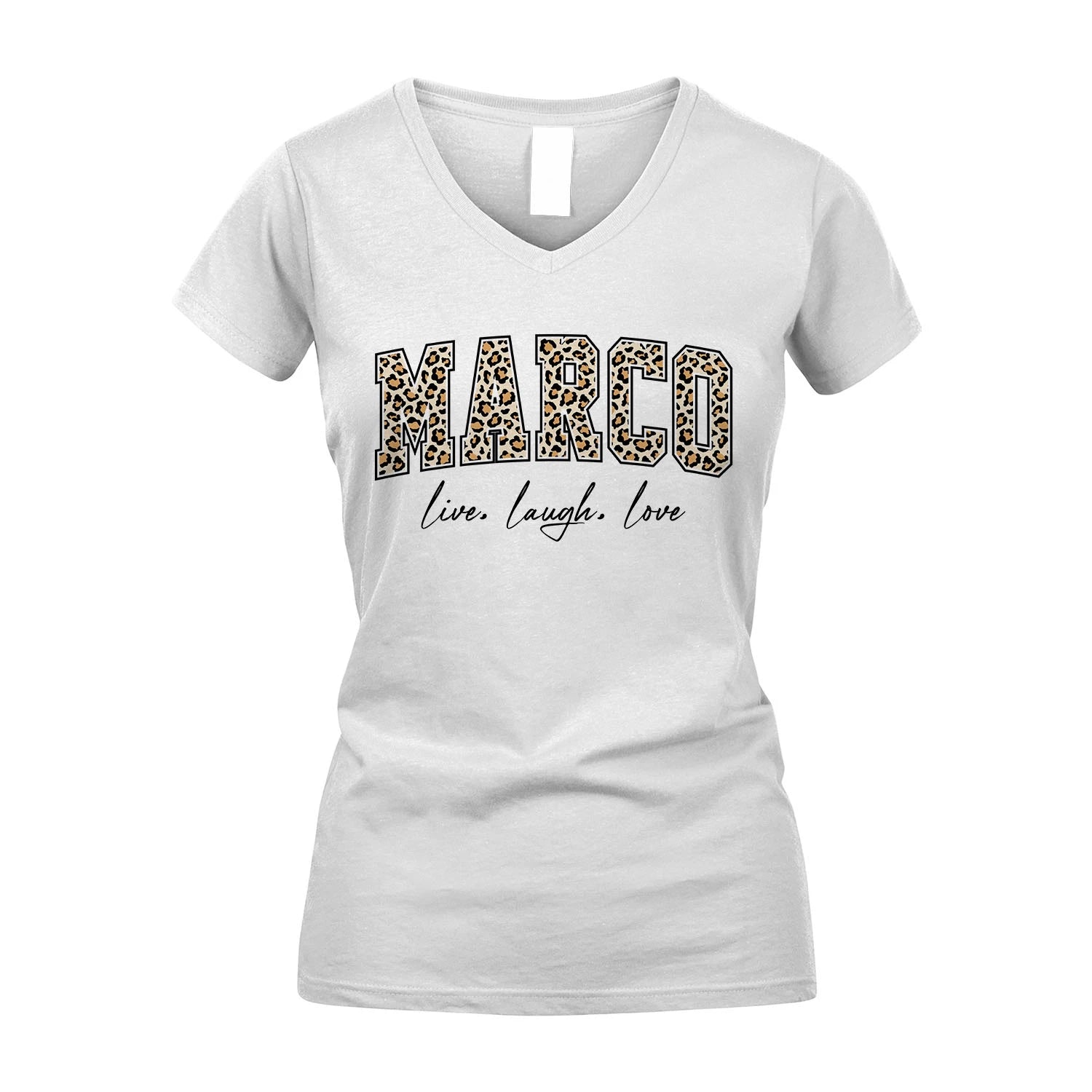 Live Laugh Love Custom Name With Leopard Pattern Shirt MARCO M1-13