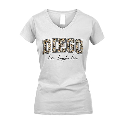 Live Laugh Love Custom Name With Leopard Pattern Shirt DIEGO M1-13
