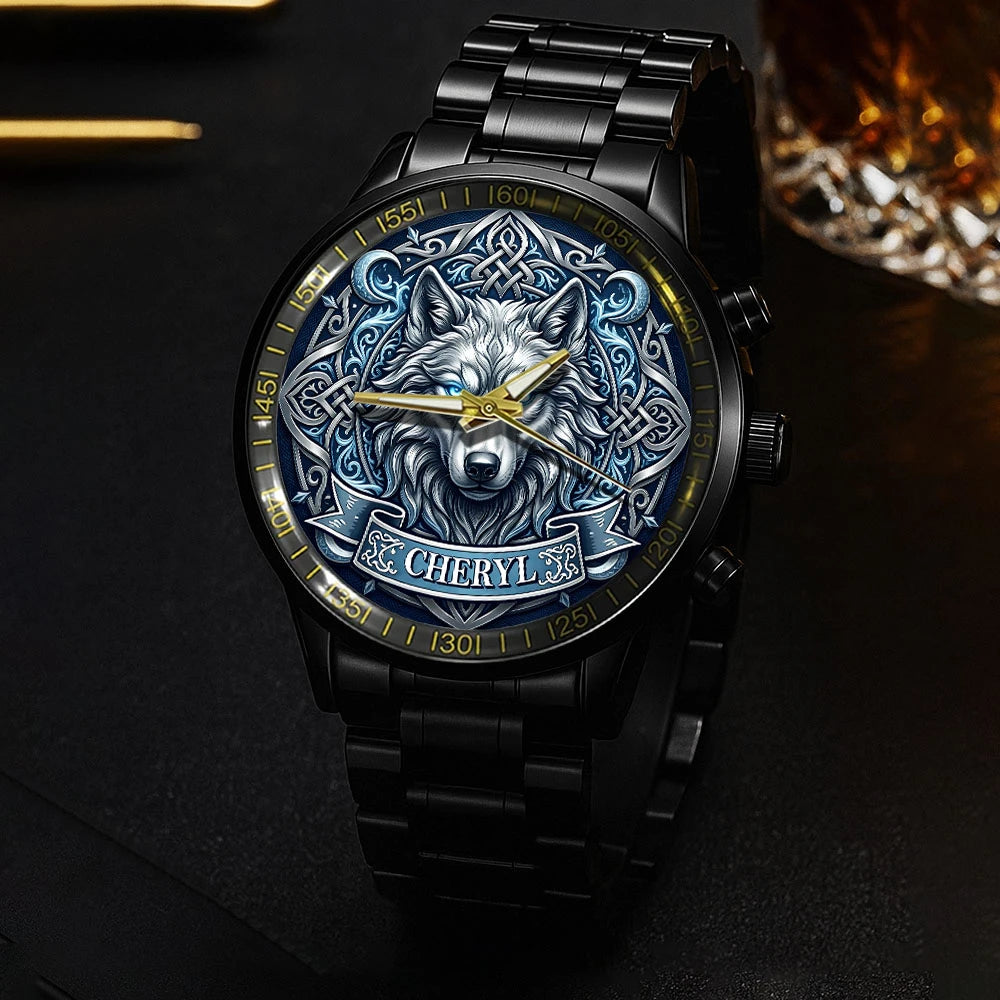 3D Silver Wolf Head Watch CHERYL M1-W2