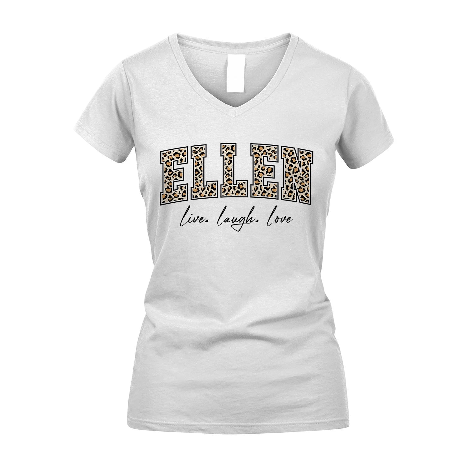 Live Laugh Love Custom Name With Leopard Pattern Shirt ELLEN M1-13