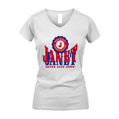 Your Name Never Back Down Shirt JANET M1-33