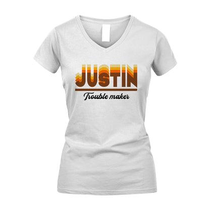 Your Name Trouble Maker Funny Shirt JUSTIN M1-34
