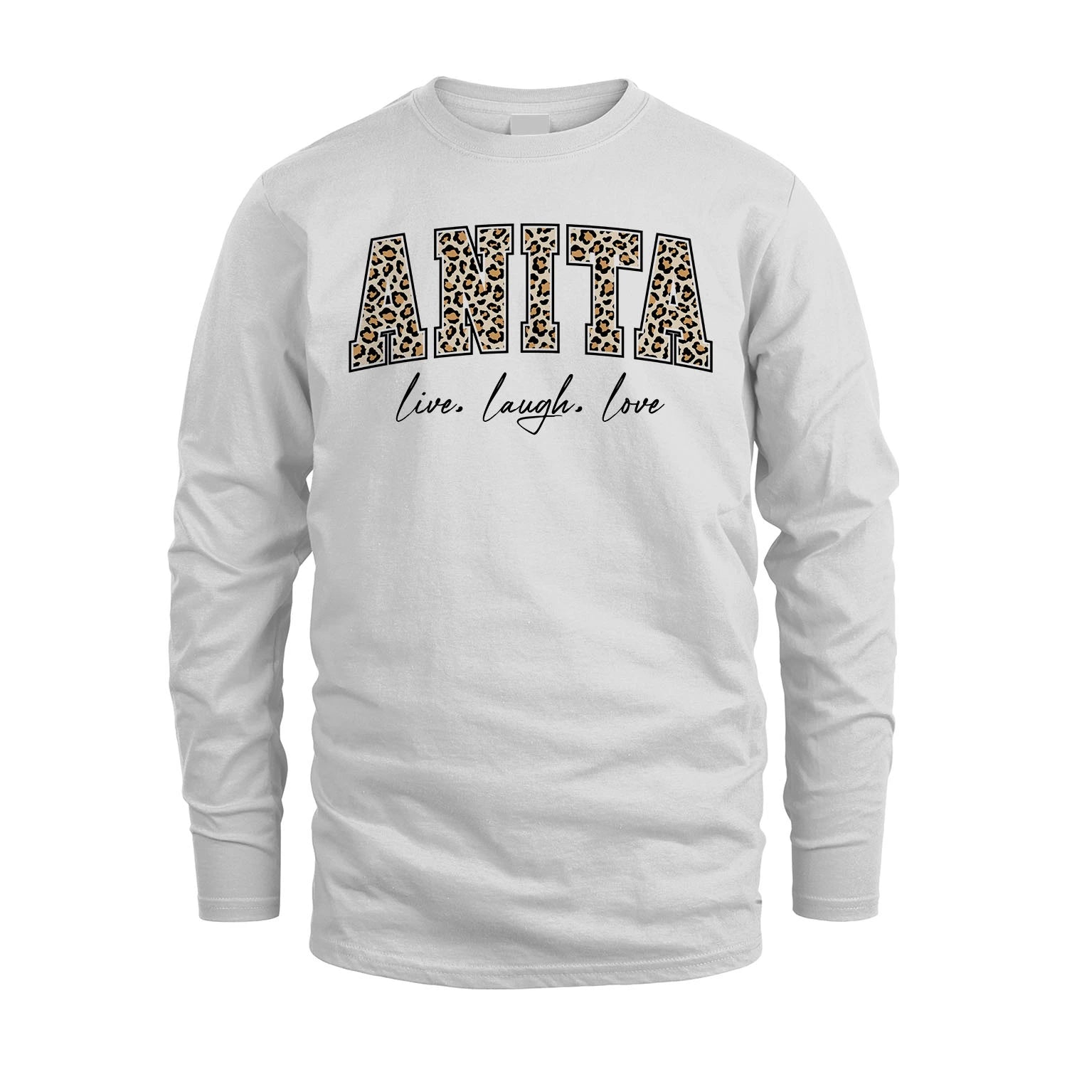 Live Laugh Love Custom Name With Leopard Pattern Shirt ANITA M1-13