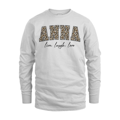 Live Laugh Love Custom Name With Leopard Pattern Shirt ANNA M1-13