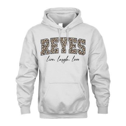 Live Laugh Love Custom Name With Leopard Pattern Shirt REYES M1-13