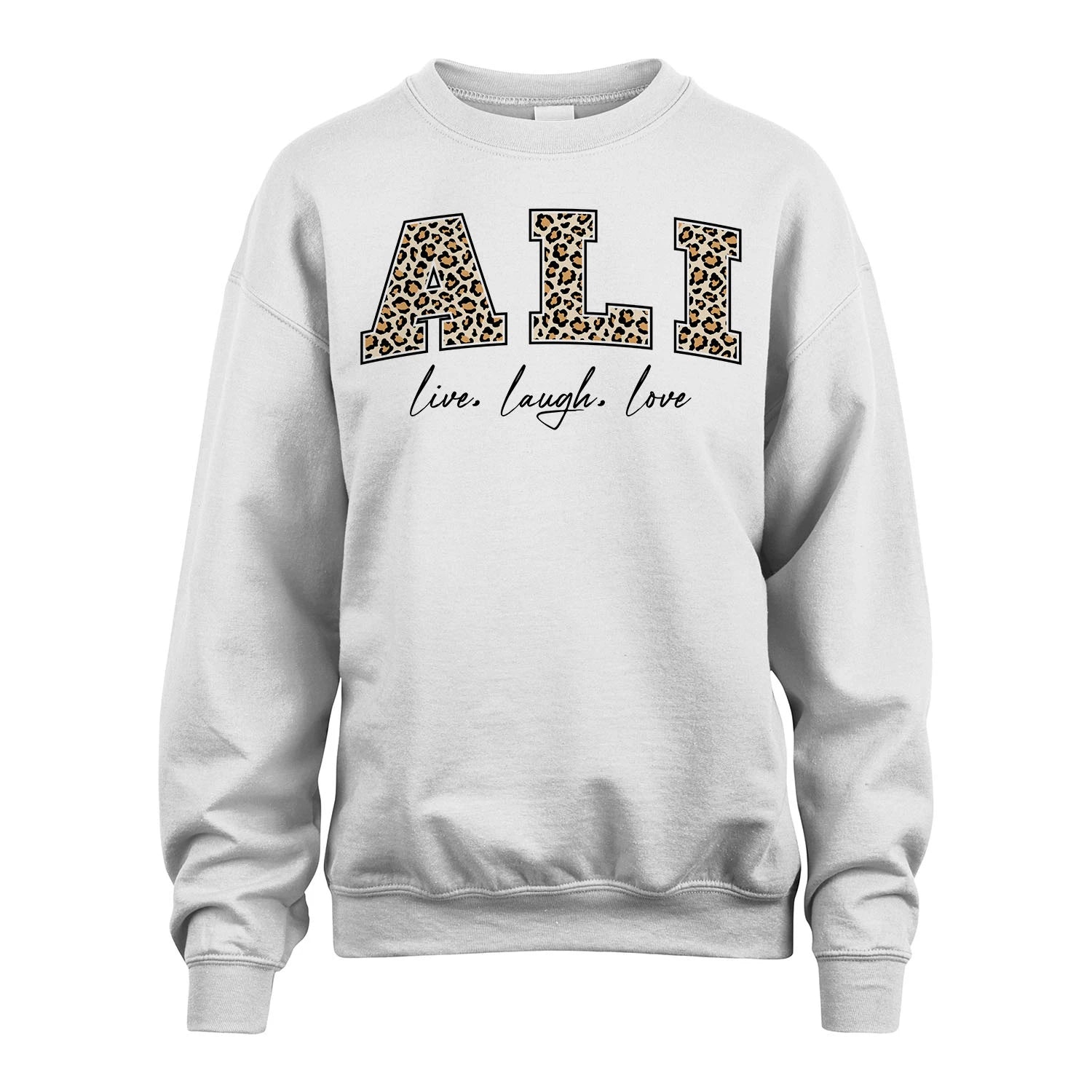 Live Laugh Love Custom Name With Leopard Pattern Shirt ALI M1-13