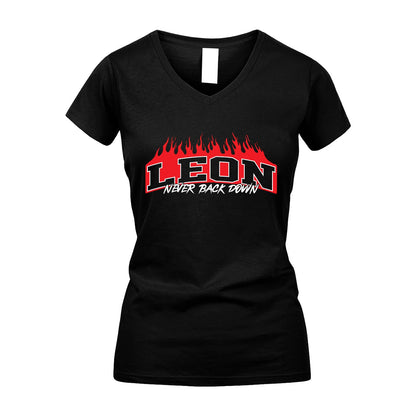 Never Back Down Your Name With Fire Shirt LEON M1-37