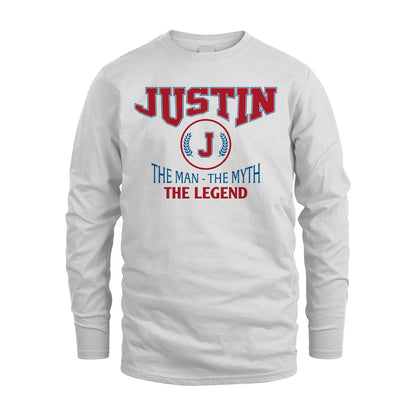 The Man The Myth The Legend Jet Style Shirt JUSTIN M1-9