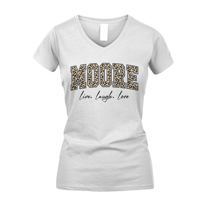 Live Laugh Love Custom Name With Leopard Pattern Shirt MOORE M1-13