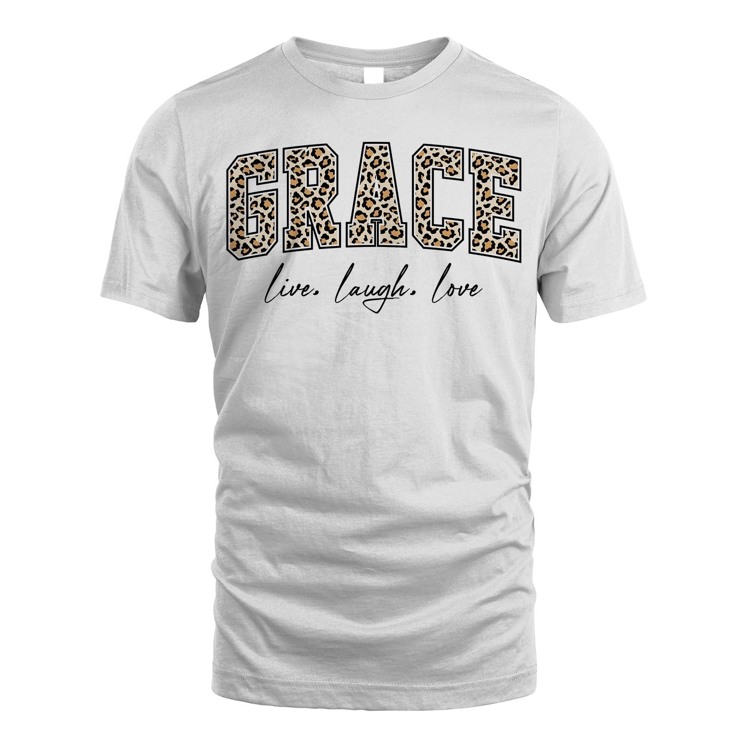 Live Laugh Love Custom Name With Leopard Pattern Shirt GRACE M1-13