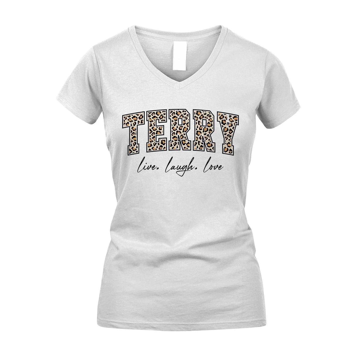 Live Laugh Love Custom Name With Leopard Pattern Shirt TERRY M1-13