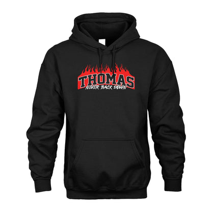 Never Back Down Your Name With Fire Shirt THOMAS M1-37