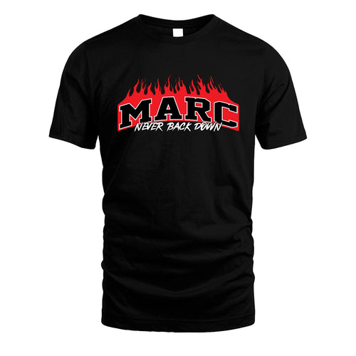 Never Back Down Your Name With Fire Shirt MARC M1-37