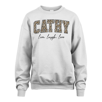 Live Laugh Love Custom Name With Leopard Pattern Shirt CATHY M1-13
