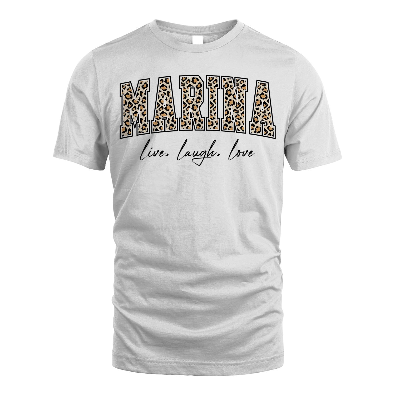 Live Laugh Love Custom Name With Leopard Pattern Shirt MARINA M1-13