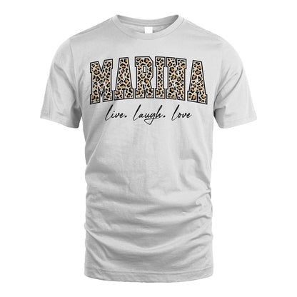 Live Laugh Love Custom Name With Leopard Pattern Shirt MARINA M1-13