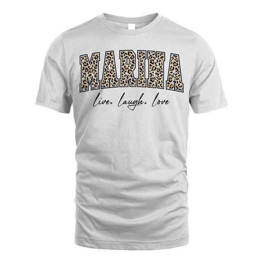 Live Laugh Love Custom Name With Leopard Pattern Shirt MARINA M1-13