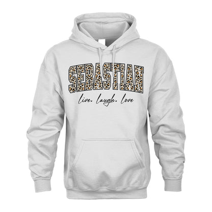 Live Laugh Love Custom Name With Leopard Pattern Shirt SEBASTIAN M1-13
