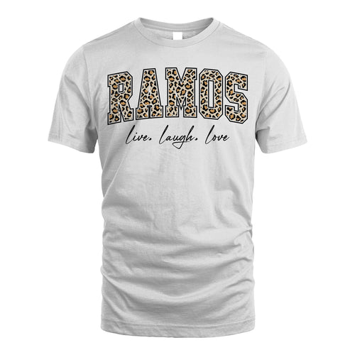 Live Laugh Love Custom Name With Leopard Pattern Shirt RAMOS M1-13