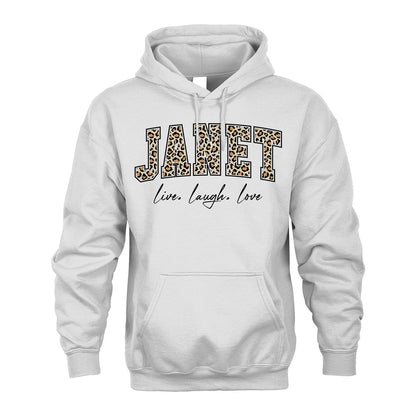 Live Laugh Love Custom Name With Leopard Pattern Shirt JANET M1-13