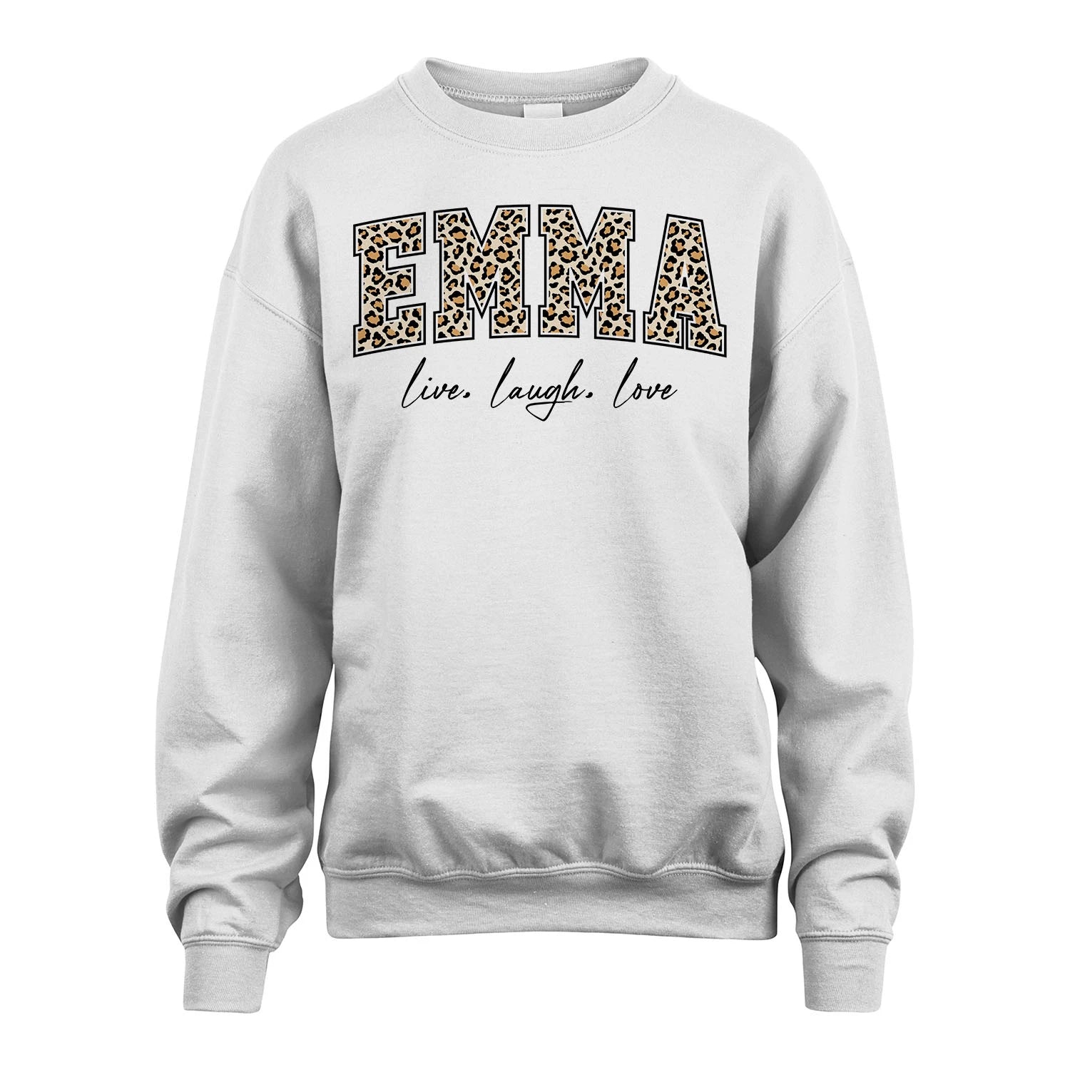 Live Laugh Love Custom Name With Leopard Pattern Shirt EMMA M1-13