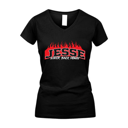 Never Back Down Your Name With Fire Shirt JESSE M1-37
