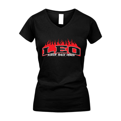 Never Back Down Your Name With Fire Shirt LEO M1-37
