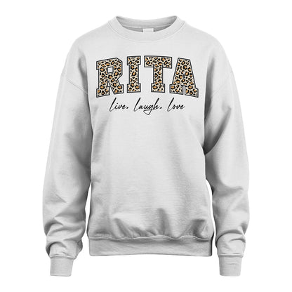 Live Laugh Love Custom Name With Leopard Pattern Shirt RITA M1-13