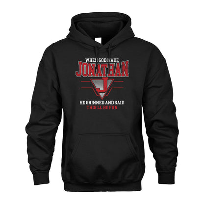When God Made Your Name He Grinned And Said This'll Be Fun Baseball Shirt JONATHAN M1-29