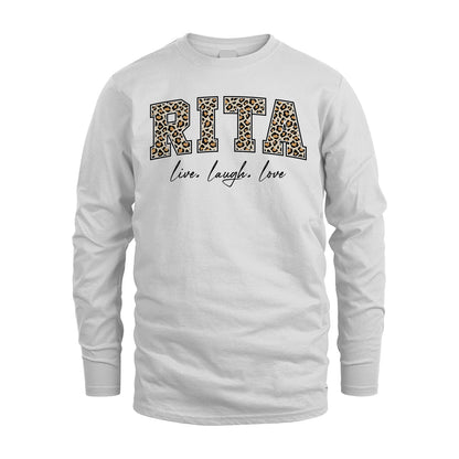 Live Laugh Love Custom Name With Leopard Pattern Shirt RITA M1-13