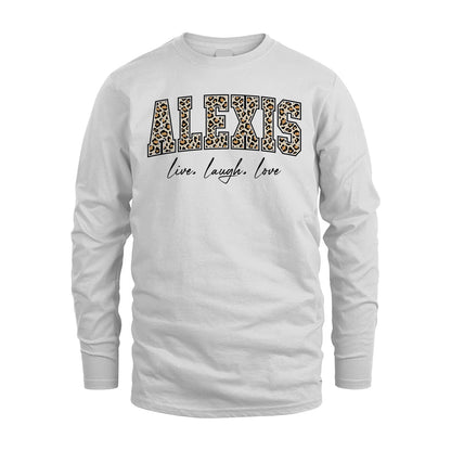 Live Laugh Love Custom Name With Leopard Pattern Shirt ALEXIS M1-13