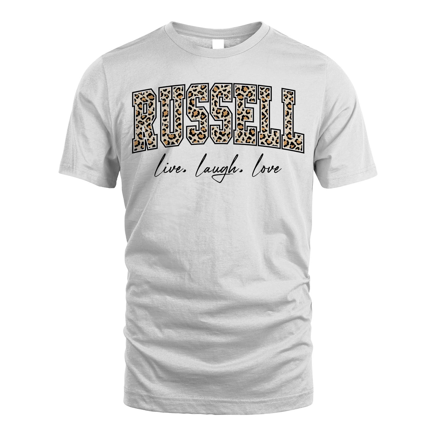 Live Laugh Love Custom Name With Leopard Pattern Shirt RUSSELL M1-13