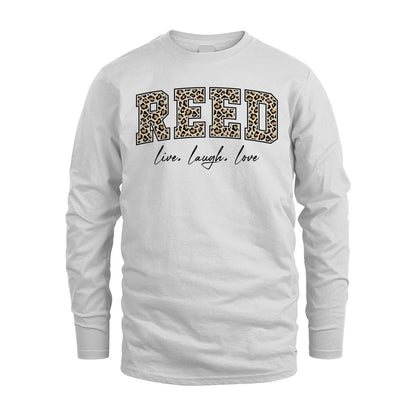 Live Laugh Love Custom Name With Leopard Pattern Shirt REED M1-13
