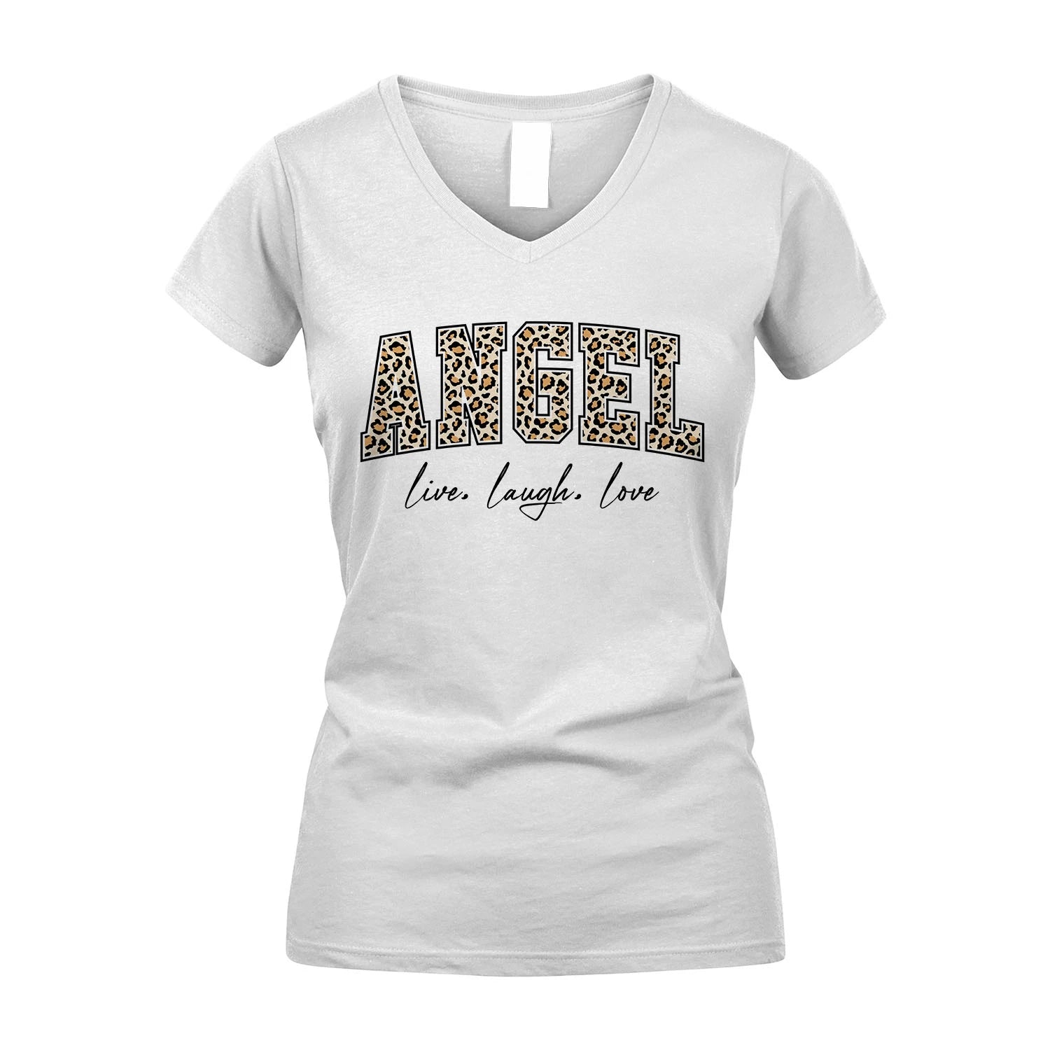 Live Laugh Love Custom Name With Leopard Pattern Shirt ANGEL M1-13