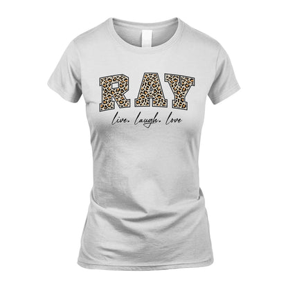 Live Laugh Love Custom Name With Leopard Pattern Shirt RAY M1-13
