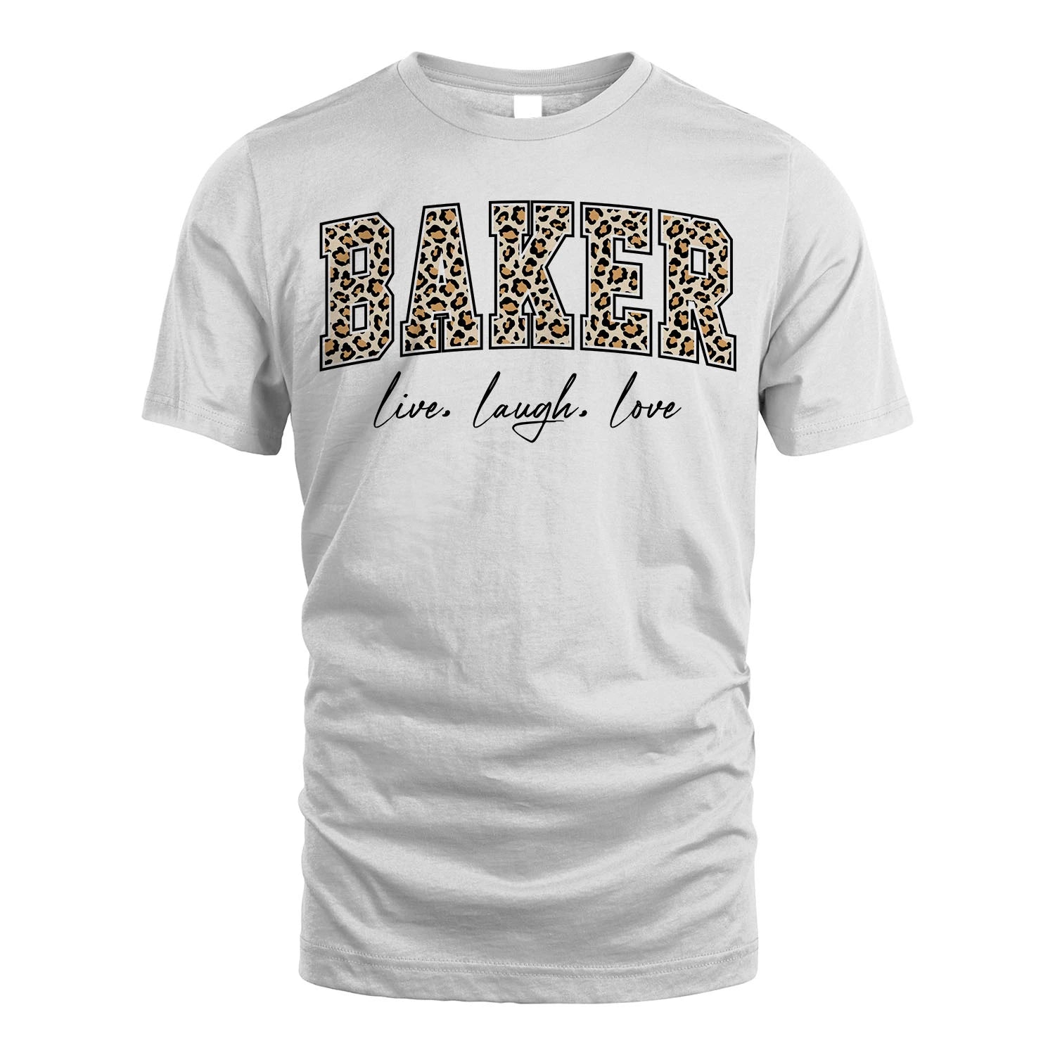 Live Laugh Love Custom Name With Leopard Pattern Shirt BAKER M1-13