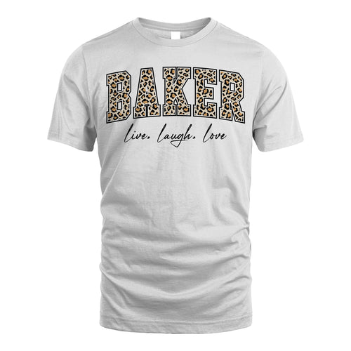Live Laugh Love Custom Name With Leopard Pattern Shirt BAKER M1-13