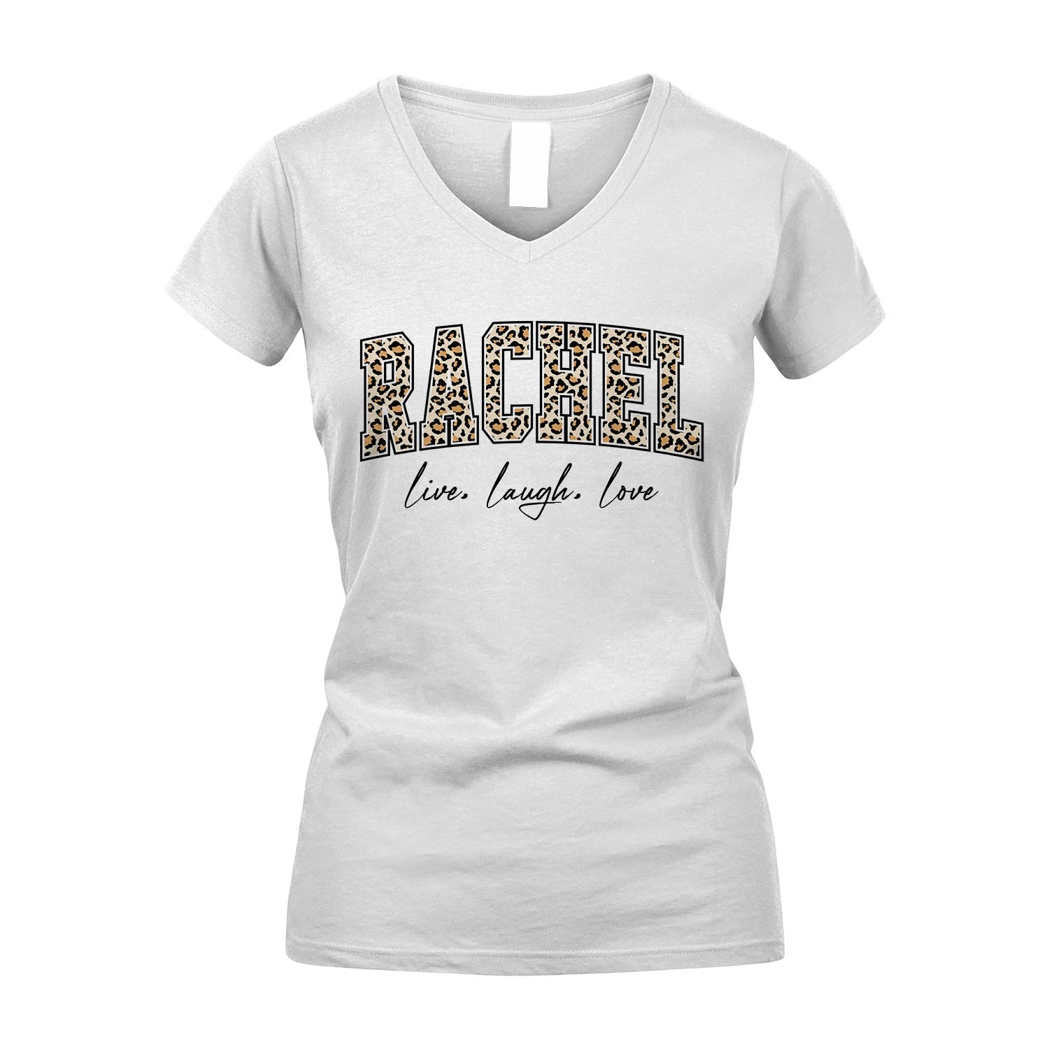 Live Laugh Love Custom Name With Leopard Pattern Shirt RACHEL M1-13