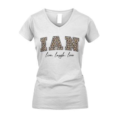 Live Laugh Love Custom Name With Leopard Pattern Shirt IAN M1-13