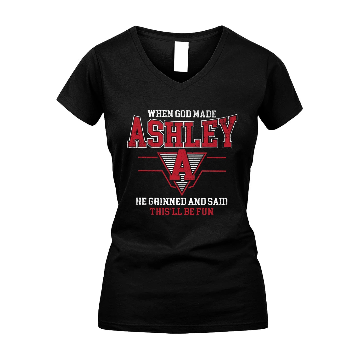 When God Made Your Name He Grinned And Said This'll Be Fun Baseball Shirt ASHLEY M1-29
