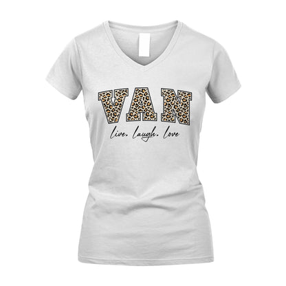 Live Laugh Love Custom Name With Leopard Pattern Shirt VAN M1-13