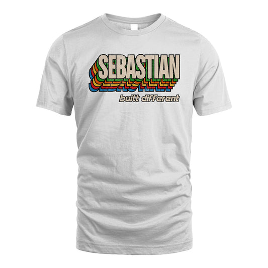 Your Name Built Different Retro Shirt SEBASTIAN M1-26