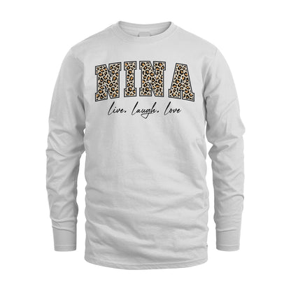 Live Laugh Love Custom Name With Leopard Pattern Shirt NINA M1-13