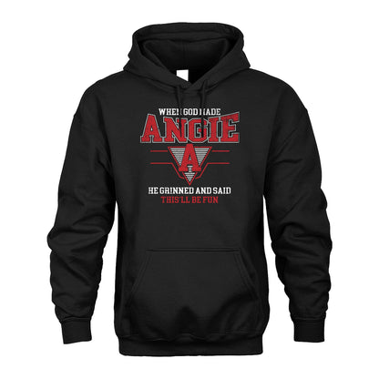 When God Made Your Name He Grinned And Said This'll Be Fun Baseball Shirt ANGIE M1-29