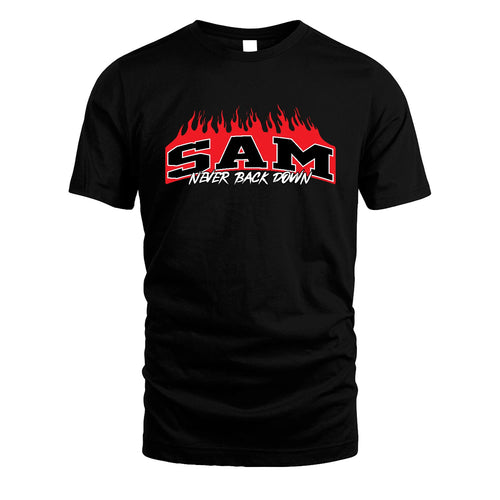 Never Back Down Your Name With Fire Shirt SAM M1-37