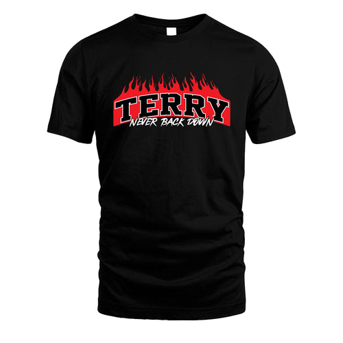 Never Back Down Your Name With Fire Shirt TERRY M1-37