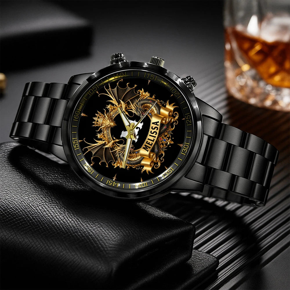 Personalized Name Golden Dragon Watch MELISSA M1-W6