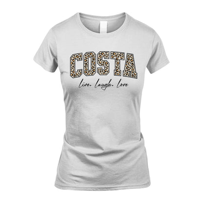 Live Laugh Love Custom Name With Leopard Pattern Shirt COSTA M1-13