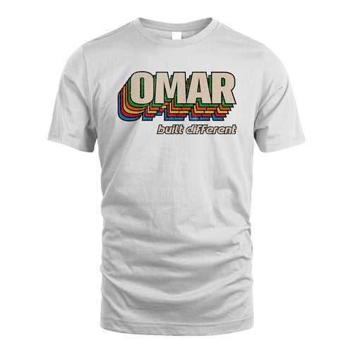 Your Name Built Different Retro Shirt OMAR M1-26