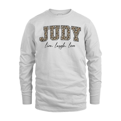 Live Laugh Love Custom Name With Leopard Pattern Shirt JUDY M1-13